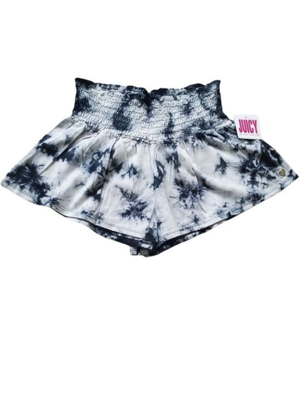 juicy Couture Pitch Black Bleach TRK Tie Dye Short Sz Small stretchy nwt